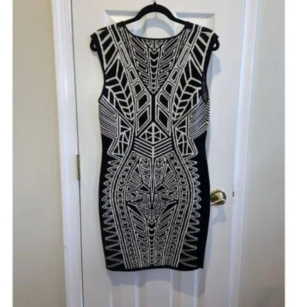 NWOT! Arden B Geometric Print Jacquard Sweater Bodycon Dress – RETRO 90's SM $99 - Picture 2 of 8